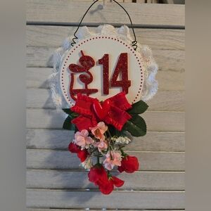 Valentine's Day Ribbon Door Wall Homespun Lace Floral Primitive Feb 14th Cottage
